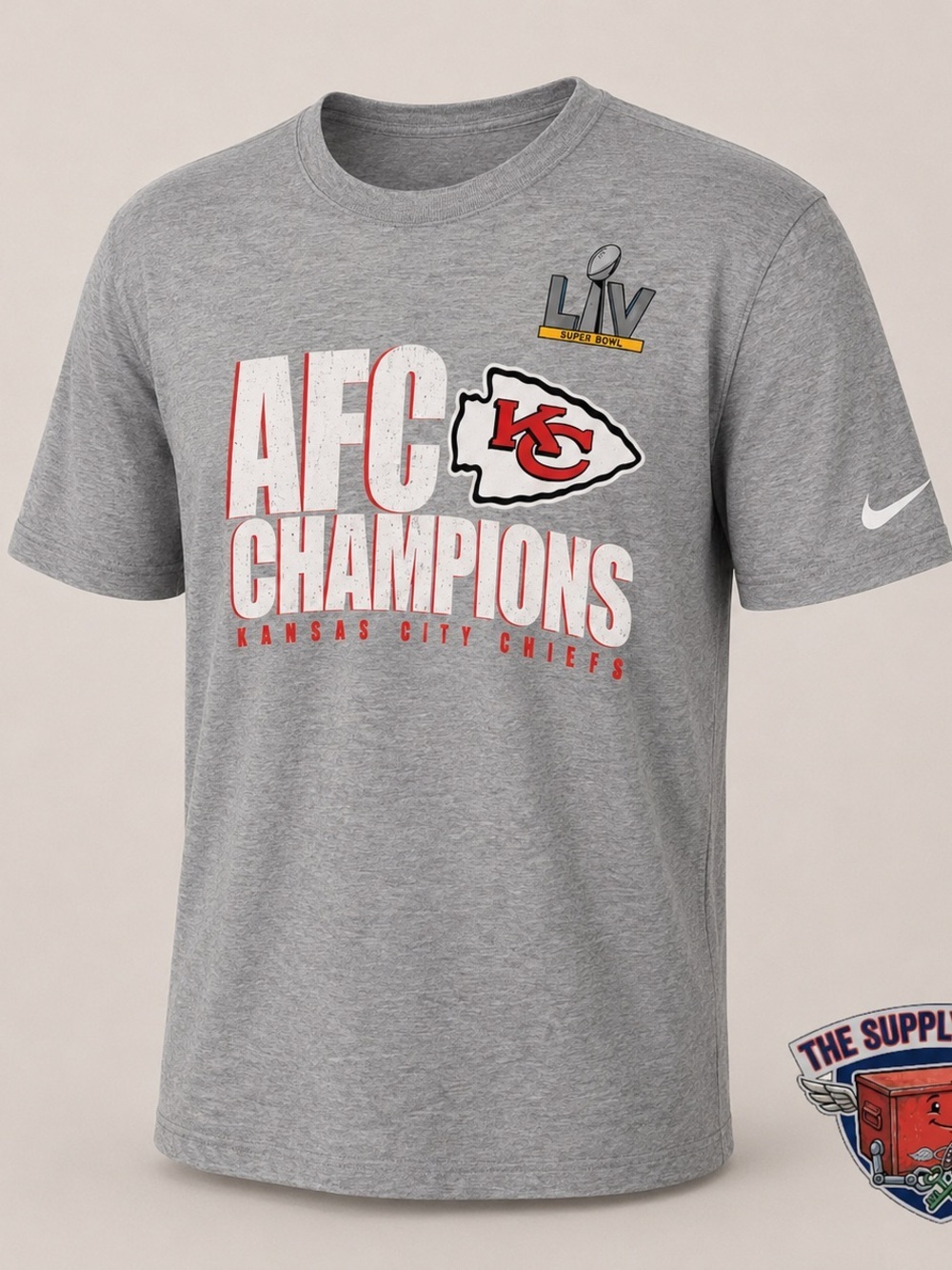 Nike Men’s Kansas City Chiefs AFC Champions Super Bowl LV Gray T Shirt L